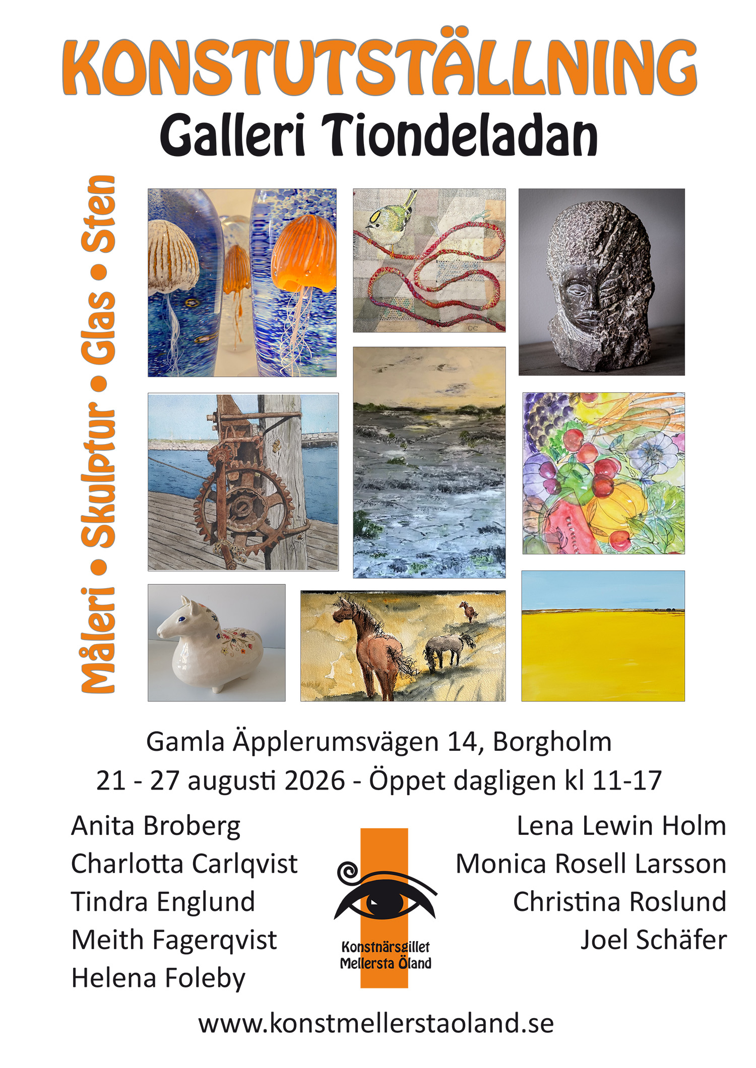 Affisch inför konstutställning i Hallstahammars konsthall 3-24 oktober 2026