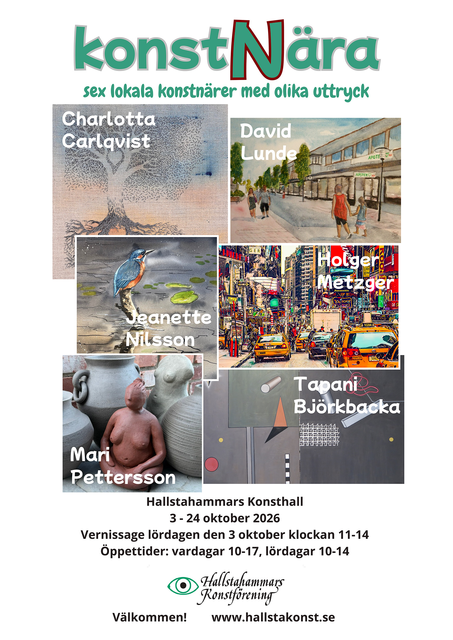 Affisch inför konstutställning i Hallstahammars konsthall 3-24 oktober 2026